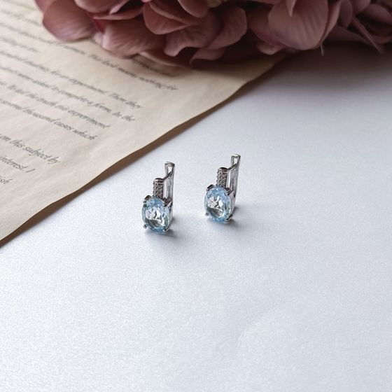 Серебряные серьги с топазом 5.902ct
