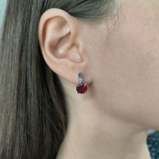 Серебряные серьги с гранатом nano 3.188ct, фианитами