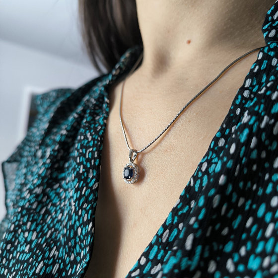 Срібна підвіска з сапфіром nano 0.9ct