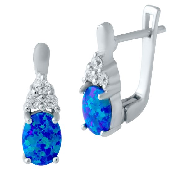 Silver earrings with a 0.972-carat opal