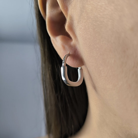 Silver earrings with enamel and cubic zirconia