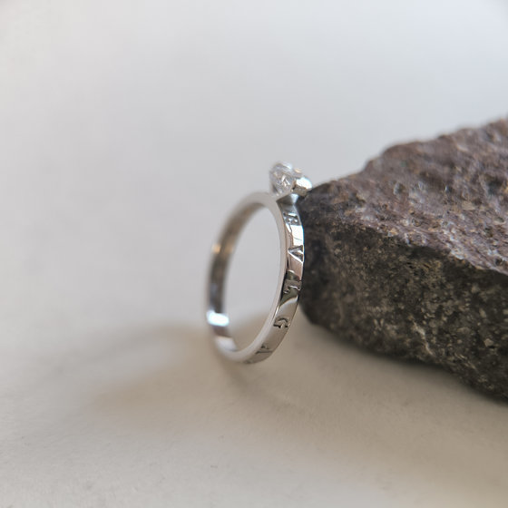 Silver ring with cubic zirconia