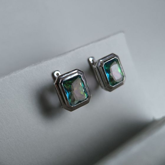 Срібні сережки з містик топазом 4.563ct