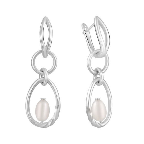 Silver earrings with baroque pearls