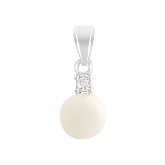 Silver pendant with pearls, fianites