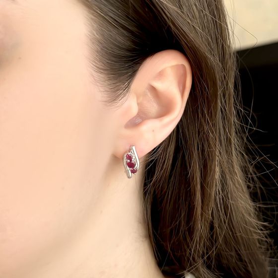 Срібні сережки з рубіном 1.483ct