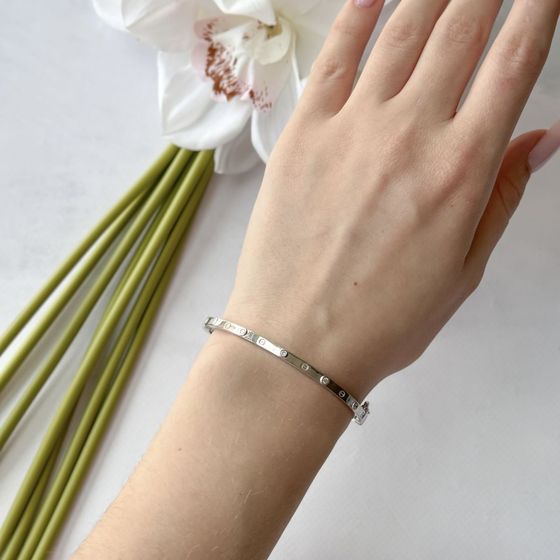 Silver bracelet with phianites