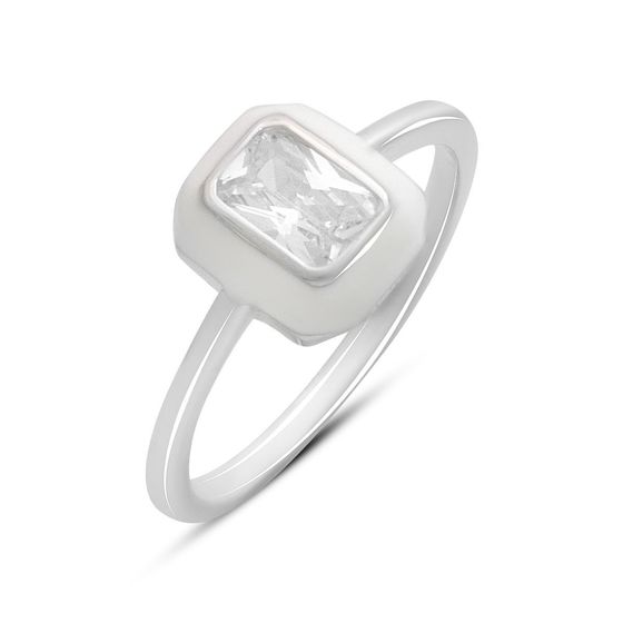 Silver ring with phianites, semallu