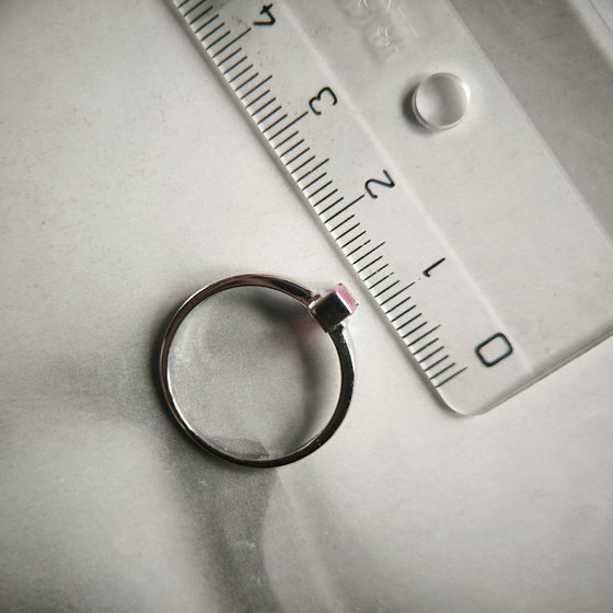 Silver ring with a 0.42-carat ruby