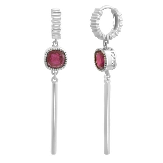 Silver earrings with ruby