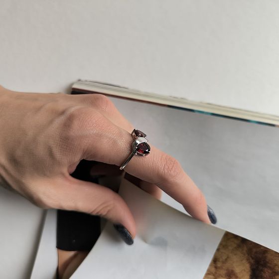 Silver ring with garnet