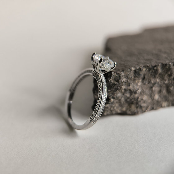 Silver ring with cubic zirconia