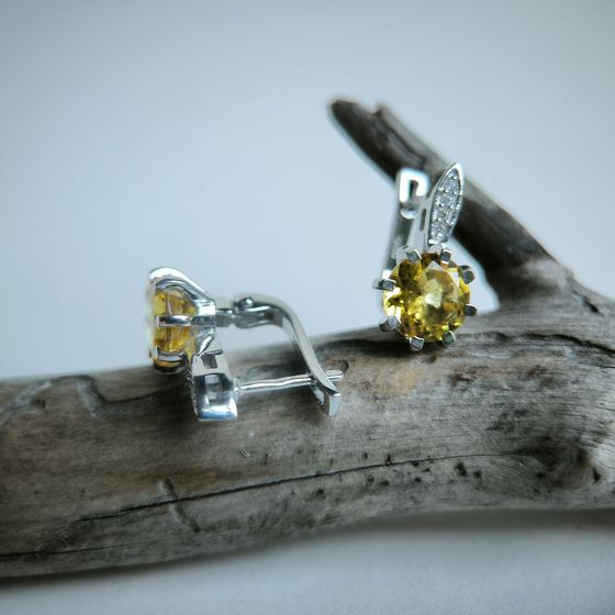 Срібні сережки з цитрином nano 3.142ct