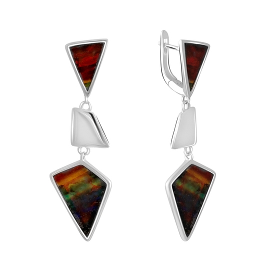 Silver earrings with ammolite