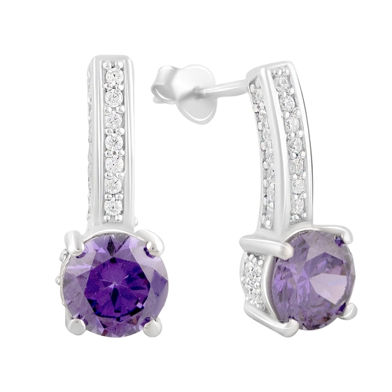 Silver earrings with amethyst, white topaz