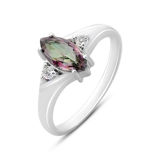 Silver ring with mystic topaz 1.578ct, topaz white