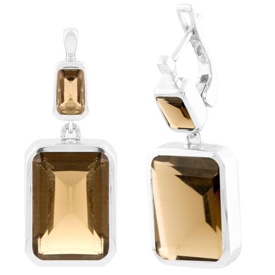Silver earrings with smoky quartz (14.783 carats)