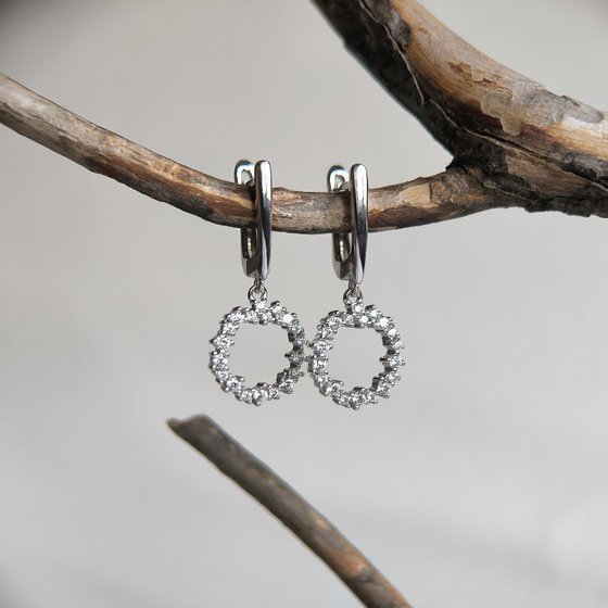 Silver earrings with cubic zirconia