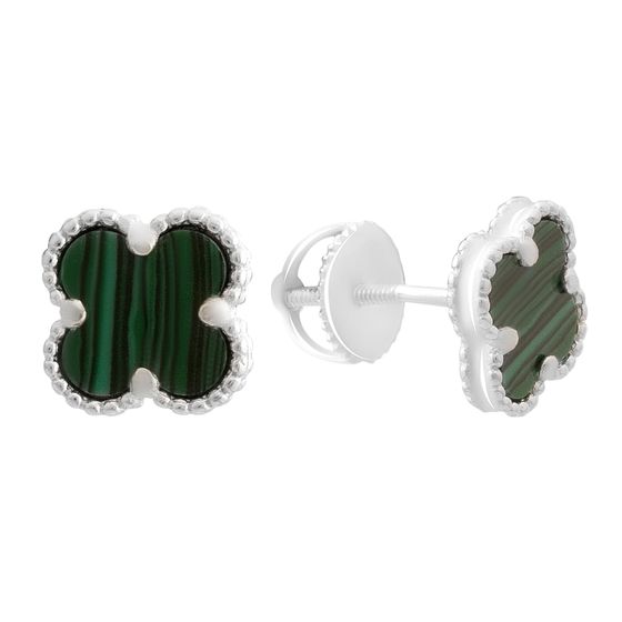 Silver earrings with malachite