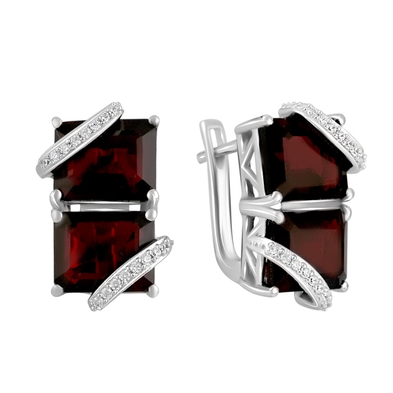 Срібні сережки з гранатом 14.499ct