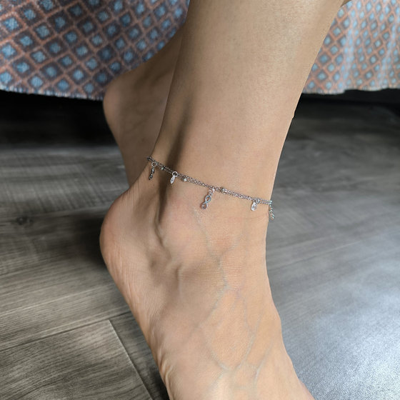 Silver anklet with cubic zirconia