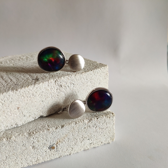 Срібні сережки з амолітом 17.281ct