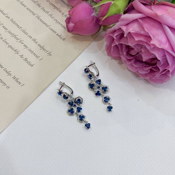 Срібні сережки з сапфіром nano 3.155ct