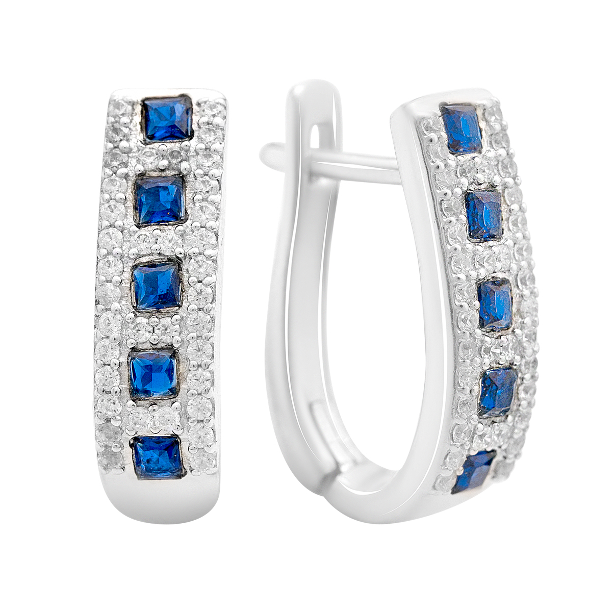 Silver earrings with nano sapphire 1.187ct