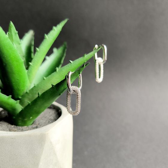 Silver Earrings with Fianites