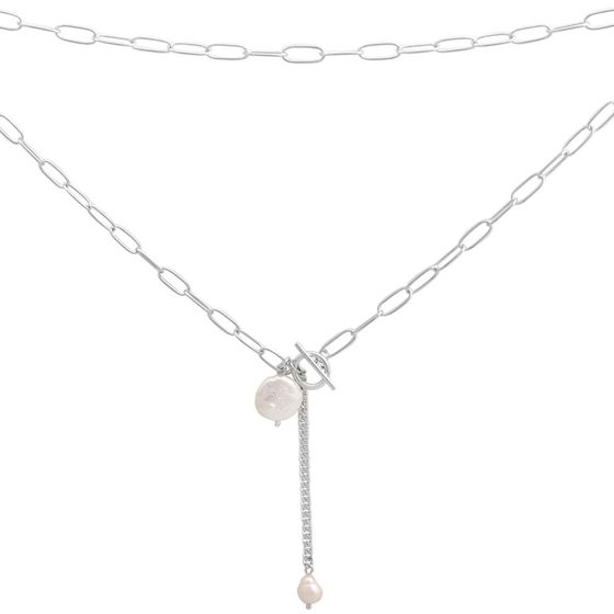 Silver necklace with baroque pearls