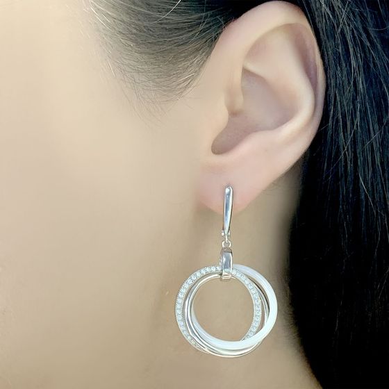 Silver earrings with ceramics