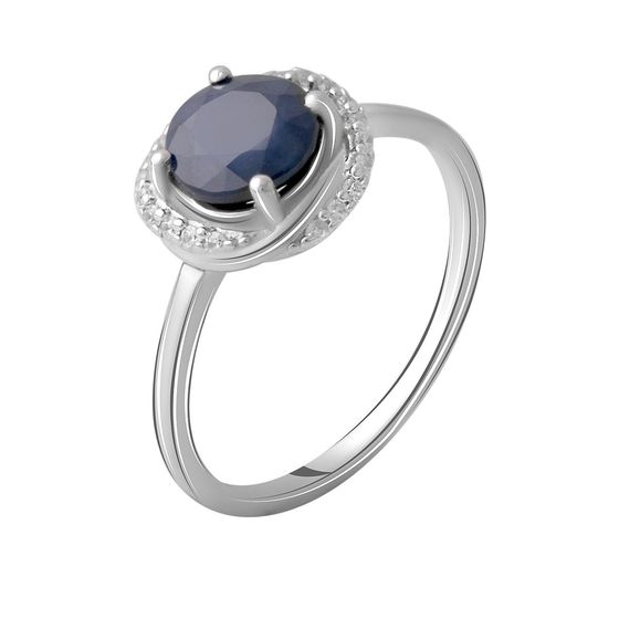 Silver ring with sapphire 1.878ct