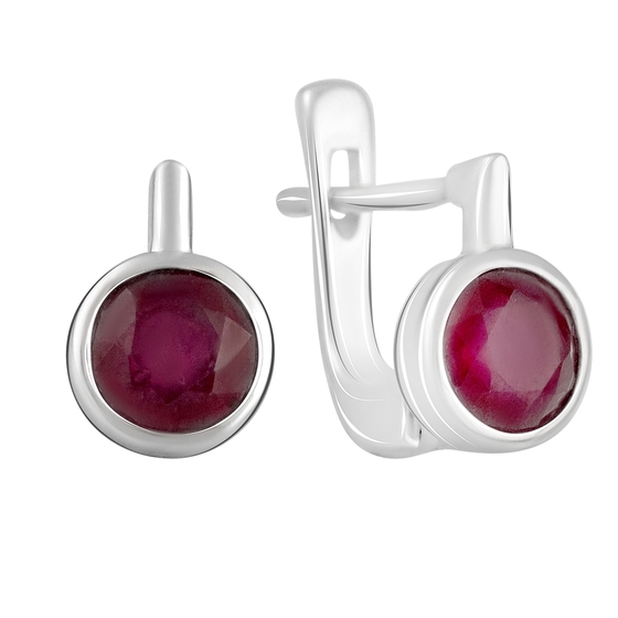 Silver earrings with a ruby