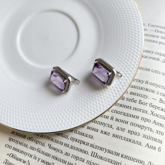 Срібні сережки з аметистом 16.49ct