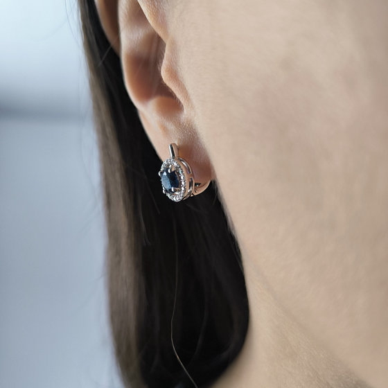 Silver earrings with sapphire nano 1.747ct