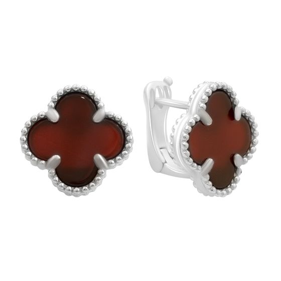 Silver earrings with agate