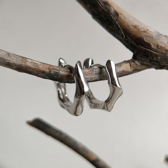 Silver earrings without stones
