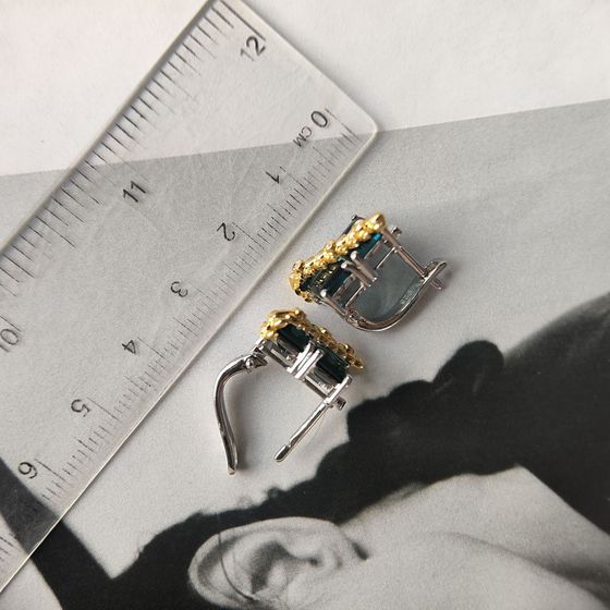Срібні сережки з топазом Лондон Блю 2.305ct