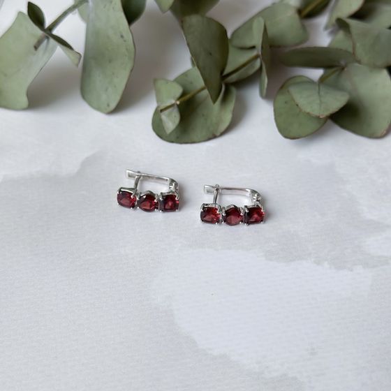 Срібні сережки з гранатом 3.929ct