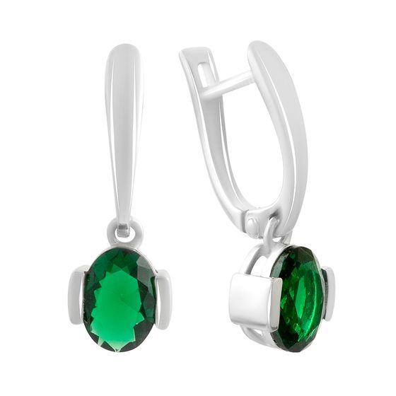 Silver earrings with emerald nano 1.9ct