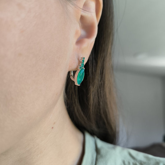 Silver Earrings with Agate, 3.208 ct