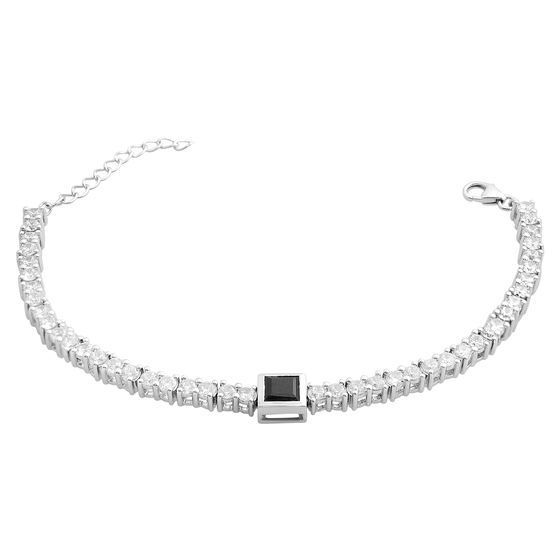 Silver bracelet with a sapphire