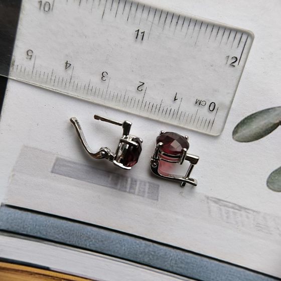 Серебряные серьги с гранатом nano