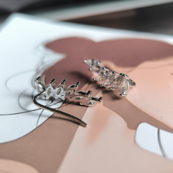 Silver earrings with cubic zirconia