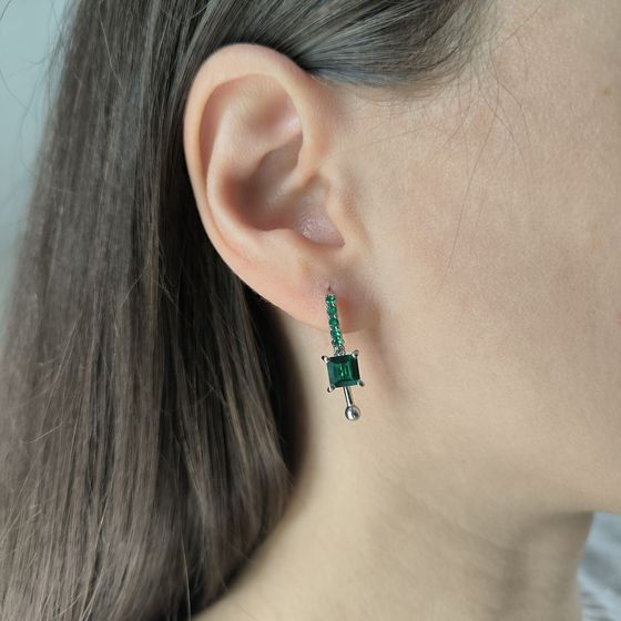 Серебряные серьги с изумрудом nano 2.295ct