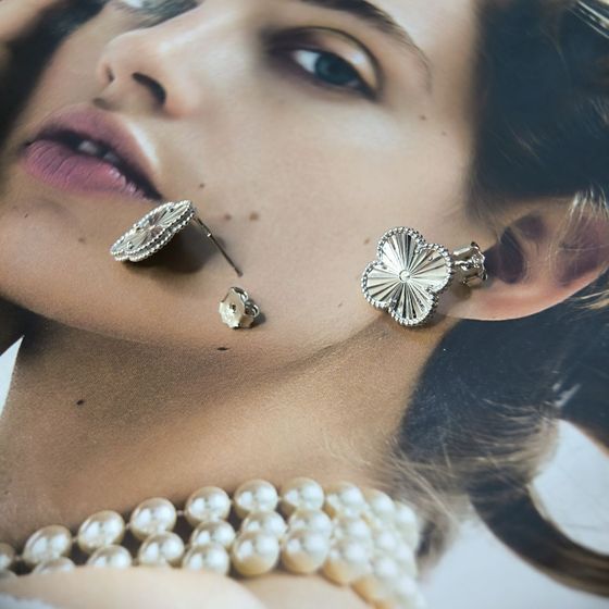 Silver earrings without stones