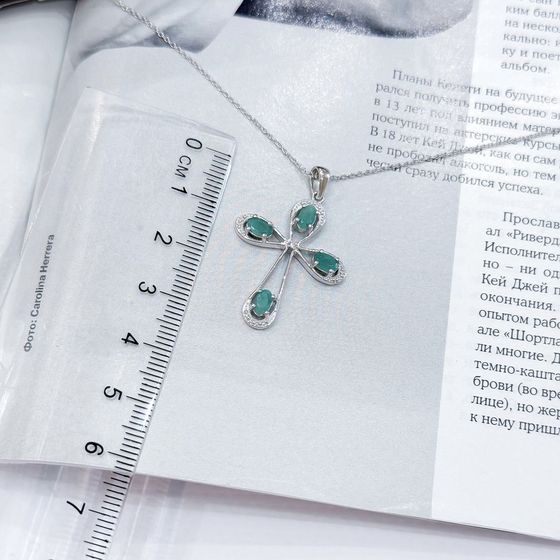Срібне кольє зі смарагдом 0.879ct