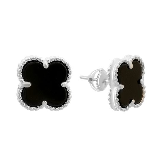 Silver earrings with onyx