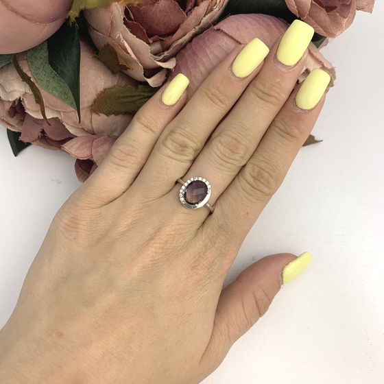 Silver ring with 0.6-carat nano ametrine