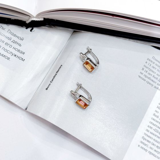 Silver earrings with gold quartz 3.45ct